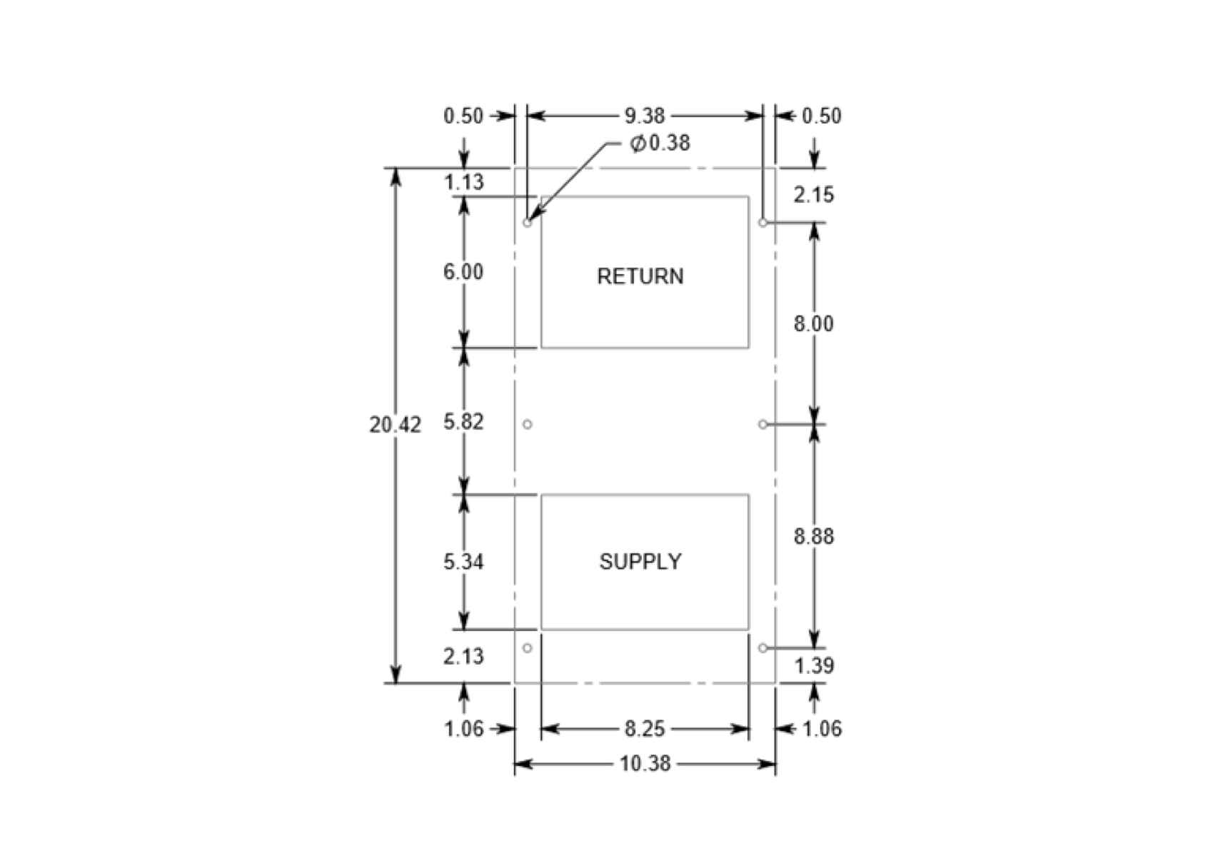AN02RMW05 cutout dimensions drawing